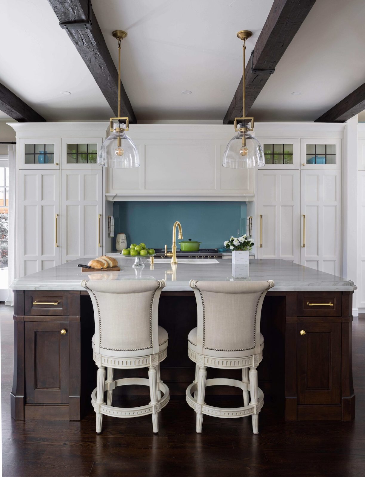 transitional-kitchen-with-color transitional kitchen with color
