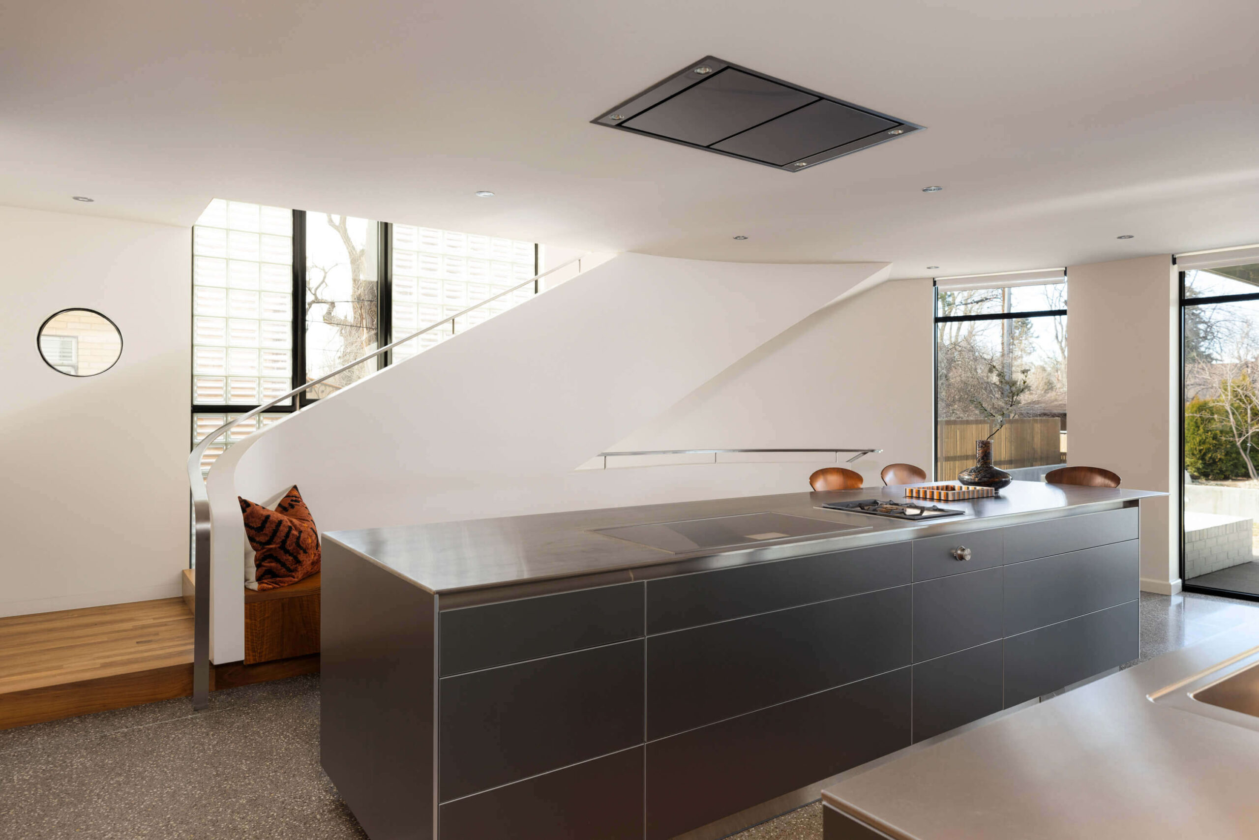 minimalist kitchen island stainless steel